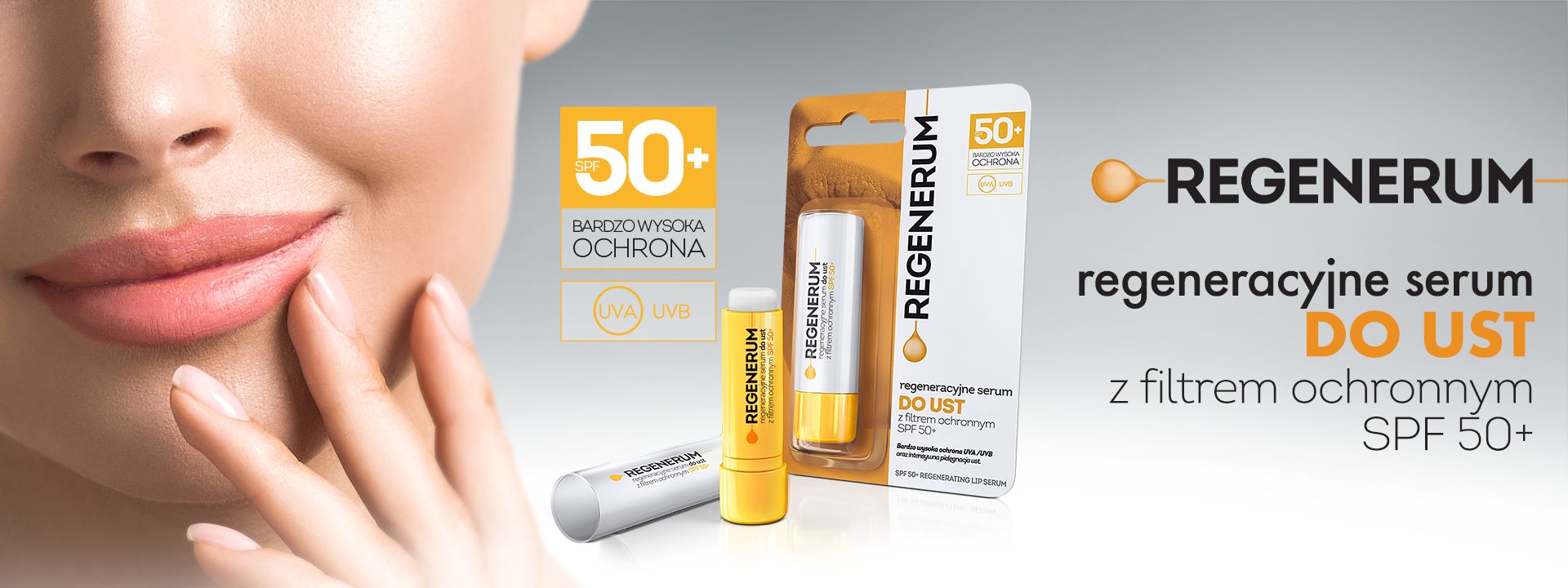 Regeneracyjne serum do ust z filtrem SPF 50+